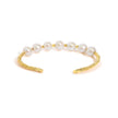 18K Yellow Gold Freshwater Pearl Cuff Bangle Bracelet