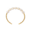 18K Yellow Gold Freshwater Pearl Cuff Bangle Bracelet