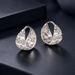 925 Sterling Silver White Gold Plated CZ 1.4 x 0.7 cm Hoop Earrings for Women
