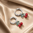 S925 Sterling Silver Oxidized CZ Enamel Earrings for Women