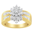 10K Yellow Gold 1.0 Cttw Marquise Composite Diamond Cluster Cocktail Ring (H-I Color, SI2-I1 Clarity) - Size 7