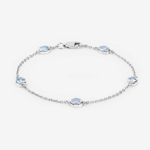 1.80 Carat Genuine Blue Topaz .925 Sterling Silver Bracelet - Bracelets - Custom Crafting Alliance, LLC