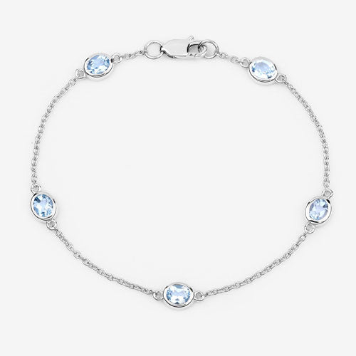1.80 Carat Genuine Blue Topaz .925 Sterling Silver Bracelet - Bracelets - Custom Crafting Alliance, LLC