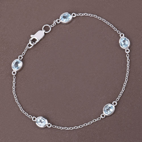1.80 Carat Genuine Blue Topaz .925 Sterling Silver Bracelet - Bracelets - Custom Crafting Alliance, LLC
