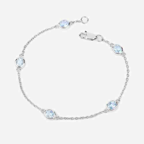 1.80 Carat Genuine Blue Topaz .925 Sterling Silver Bracelet - Bracelets - Custom Crafting Alliance, LLC
