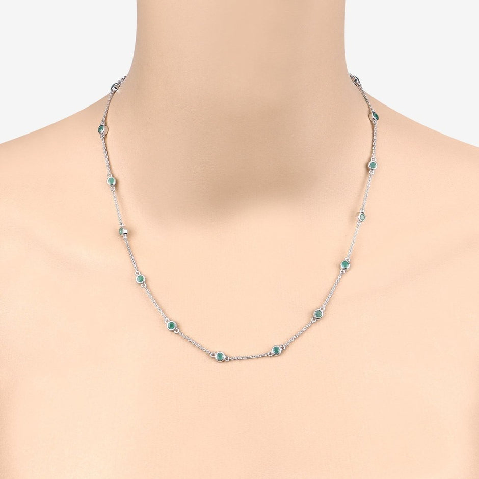 1.80 Carat Genuine Emerald .925 Sterling Silver Necklace - Necklaces - Custom Crafting Alliance, LLC