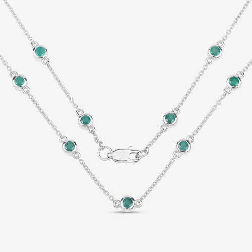 1.80 Carat Genuine Emerald .925 Sterling Silver Necklace - Necklaces - Custom Crafting Alliance, LLC
