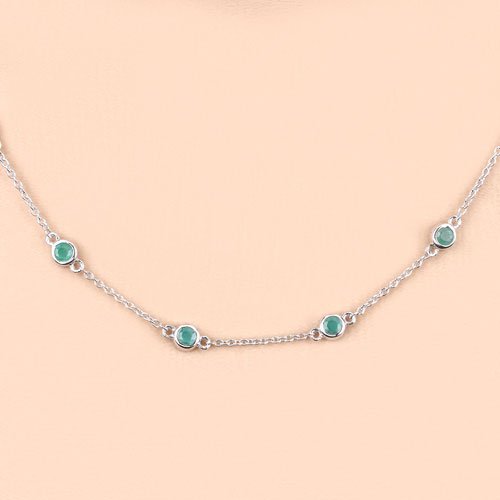 1.80 Carat Genuine Emerald .925 Sterling Silver Necklace - Necklaces - Custom Crafting Alliance, LLC