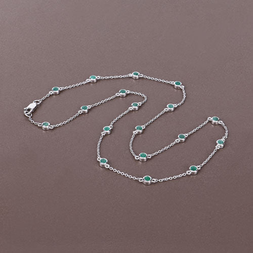 1.80 Carat Genuine Emerald .925 Sterling Silver Necklace - Necklaces - Custom Crafting Alliance, LLC
