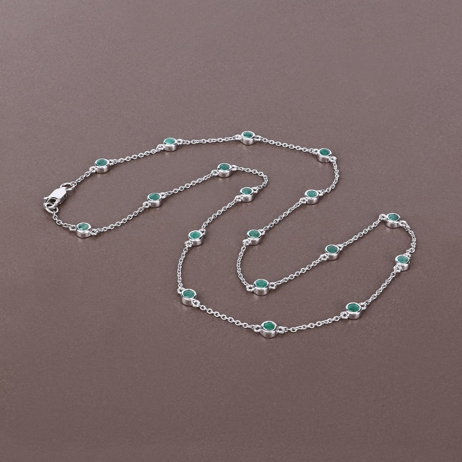 1.80 Carat Genuine Emerald .925 Sterling Silver Necklace - Necklaces - Custom Crafting Alliance, LLC