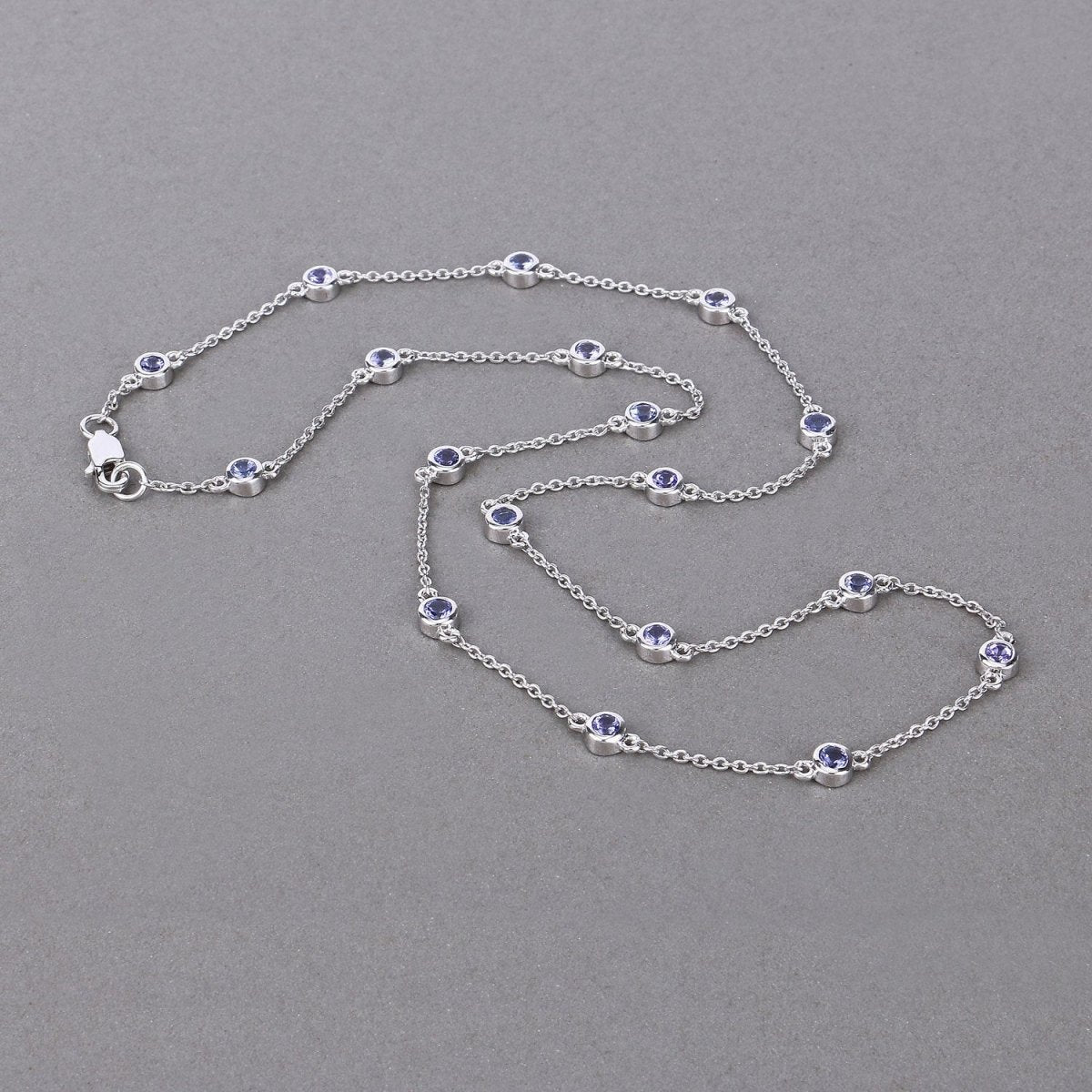 1.80 Carat Genuine Tanzanite .925 Sterling Silver Necklace - Necklaces - Custom Crafting Alliance, LLC