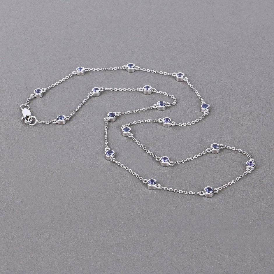 1.80 Carat Genuine Tanzanite .925 Sterling Silver Necklace - Necklaces - Custom Crafting Alliance, LLC