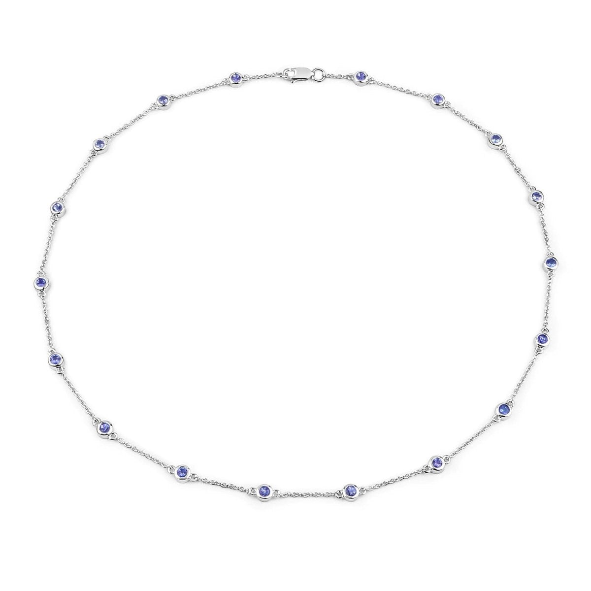 1.80 Carat Genuine Tanzanite .925 Sterling Silver Necklace - Necklaces - Custom Crafting Alliance, LLC