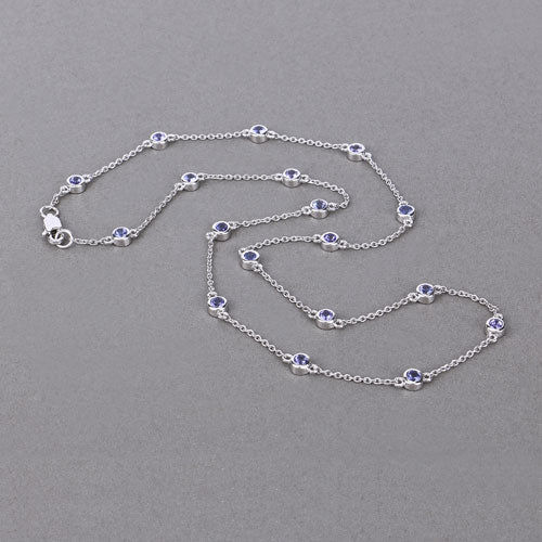 1.80 Carat Genuine Tanzanite .925 Sterling Silver Necklace - Necklaces - Custom Crafting Alliance, LLC