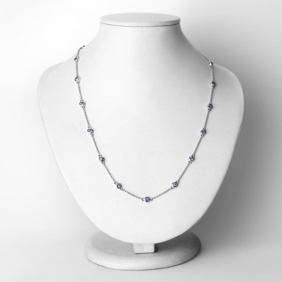 1.80 Carat Genuine Tanzanite .925 Sterling Silver Necklace - Necklaces - Custom Crafting Alliance, LLC