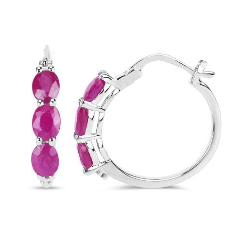 1.81 Carat Genuine Ruby and White Diamond .925 Sterling Silver Earrings - Earrings - Custom Crafting Alliance, LLC