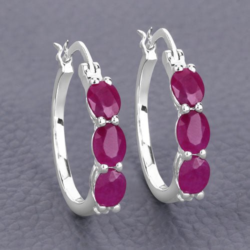 1.81 Carat Genuine Ruby and White Diamond .925 Sterling Silver Earrings - Earrings - Custom Crafting Alliance, LLC