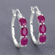 1.81 Carat Genuine Ruby and White Diamond .925 Sterling Silver Earrings - Earrings - Custom Crafting Alliance, LLC