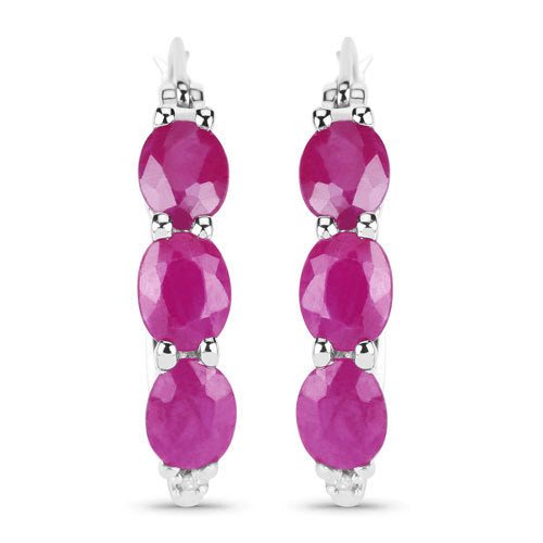 1.81 Carat Genuine Ruby and White Diamond .925 Sterling Silver Earrings - Earrings - Custom Crafting Alliance, LLC