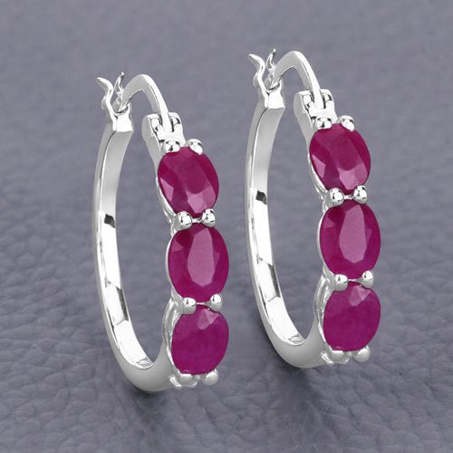 1.81 Carat Genuine Ruby and White Diamond .925 Sterling Silver Earrings - Earrings - Custom Crafting Alliance, LLC