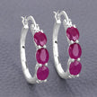 1.81 Carat Genuine Ruby and White Diamond .925 Sterling Silver Earrings - Earrings - Custom Crafting Alliance, LLC