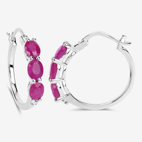 1.81 Carat Genuine Ruby and White Diamond .925 Sterling Silver Earrings - Earrings - Custom Crafting Alliance, LLC
