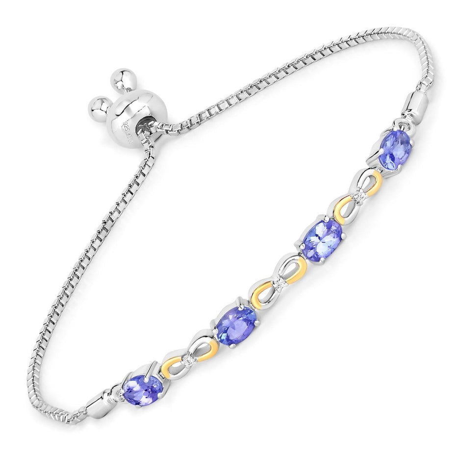 1.81 Carat Genuine Tanzanite and White Topaz .925 Sterling Silver Bracelet - Bracelets - Custom Crafting Alliance, LLC
