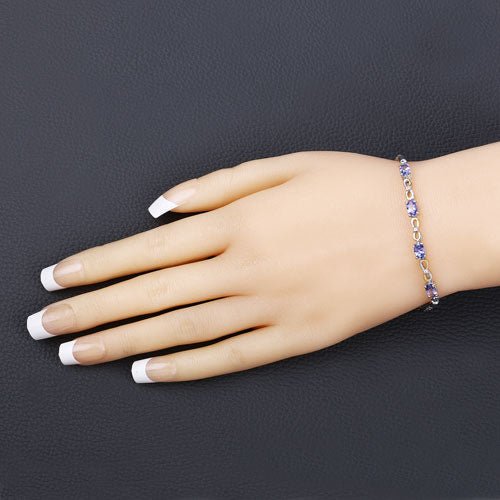 1.81 Carat Genuine Tanzanite and White Topaz .925 Sterling Silver Bracelet - Bracelets - Custom Crafting Alliance, LLC