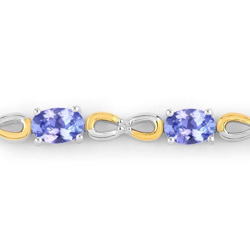 1.81 Carat Genuine Tanzanite and White Topaz .925 Sterling Silver Bracelet - Bracelets - Custom Crafting Alliance, LLC