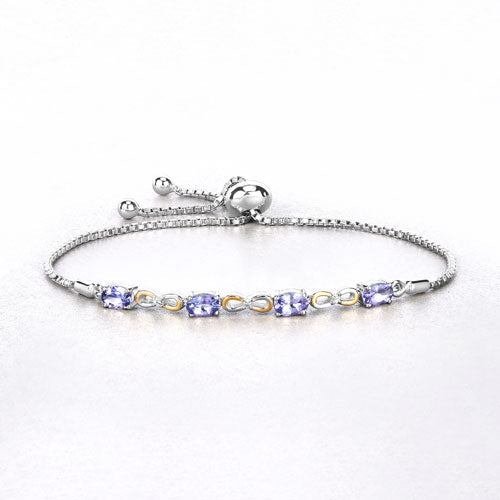 1.81 Carat Genuine Tanzanite and White Topaz .925 Sterling Silver Bracelet - Bracelets - Custom Crafting Alliance, LLC