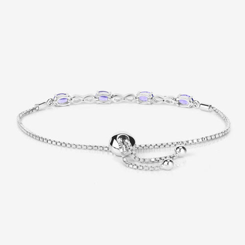 1.81 Carat Genuine Tanzanite and White Topaz .925 Sterling Silver Bracelet - Bracelets - Custom Crafting Alliance, LLC