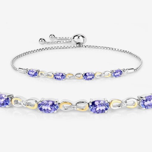 1.81 Carat Genuine Tanzanite and White Topaz .925 Sterling Silver Bracelet - Bracelets - Custom Crafting Alliance, LLC