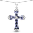 1.84 Carat Genuine Tanzanite and White Zircon .925 Sterling Silver Pendant