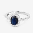 1.82 Carat Genuine Blue Sapphire and White Diamond 14K White Gold Ring - Rings - Custom Crafting Alliance, LLC