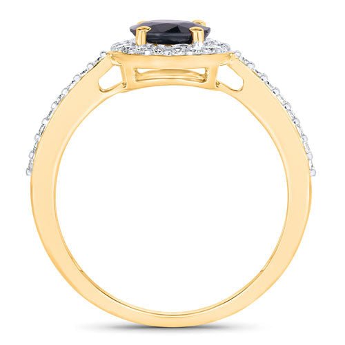 1.82 Carat Genuine Blue Sapphire and White Diamond 14K Yellow Gold Ring - Rings - Custom Crafting Alliance, LLC