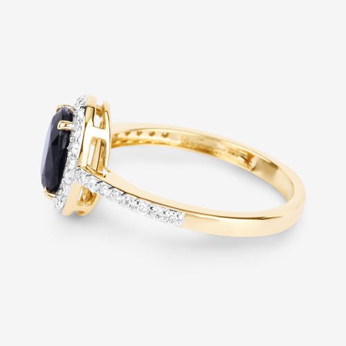 1.82 Carat Genuine Blue Sapphire and White Diamond 14K Yellow Gold Ring - Rings - Custom Crafting Alliance, LLC