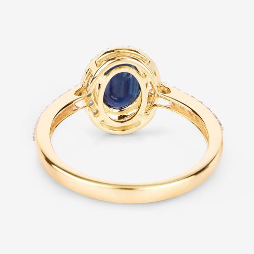 1.82 Carat Genuine Blue Sapphire and White Diamond 14K Yellow Gold Ring - Rings - Custom Crafting Alliance, LLC