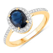 1.82 Carat Genuine Blue Sapphire and White Diamond 14K Yellow Gold Ring - Rings - Custom Crafting Alliance, LLC