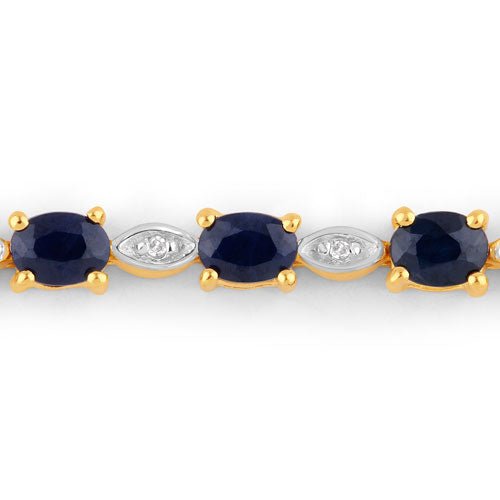 1.83 Carat Genuine Blue Sapphire and White Diamond .925 Sterling Silver Bracelet - Bracelets - Custom Crafting Alliance, LLC
