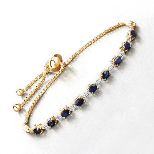 1.83 Carat Genuine Blue Sapphire and White Diamond .925 Sterling Silver Bracelet - Bracelets - Custom Crafting Alliance, LLC
