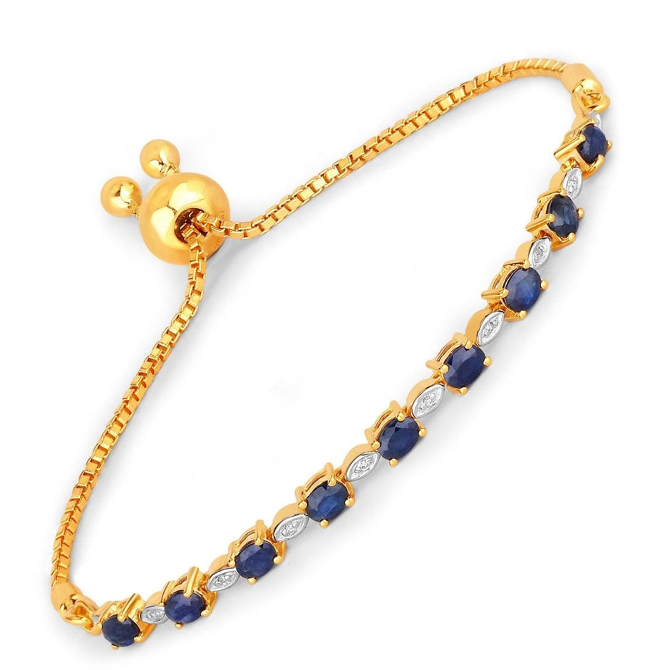 1.83 Carat Genuine Blue Sapphire and White Diamond .925 Sterling Silver Bracelet - Bracelets - Custom Crafting Alliance, LLC