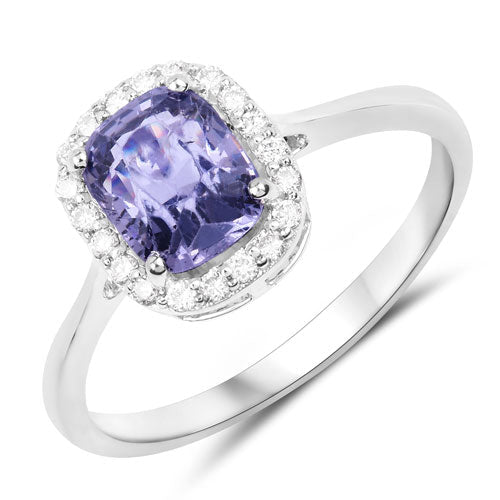 1.83 Carat Genuine Blue Spinel and White Diamond 14K White Gold Ring - Rings - Custom Crafting Alliance, LLC