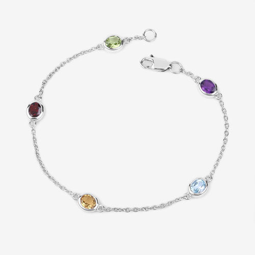 1.83 Carat Genuine Multi Stones .925 Sterling Silver Bracelet - Bracelets - Custom Crafting Alliance, LLC
