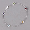 1.83 Carat Genuine Multi Stones .925 Sterling Silver Bracelet - Bracelets - Custom Crafting Alliance, LLC