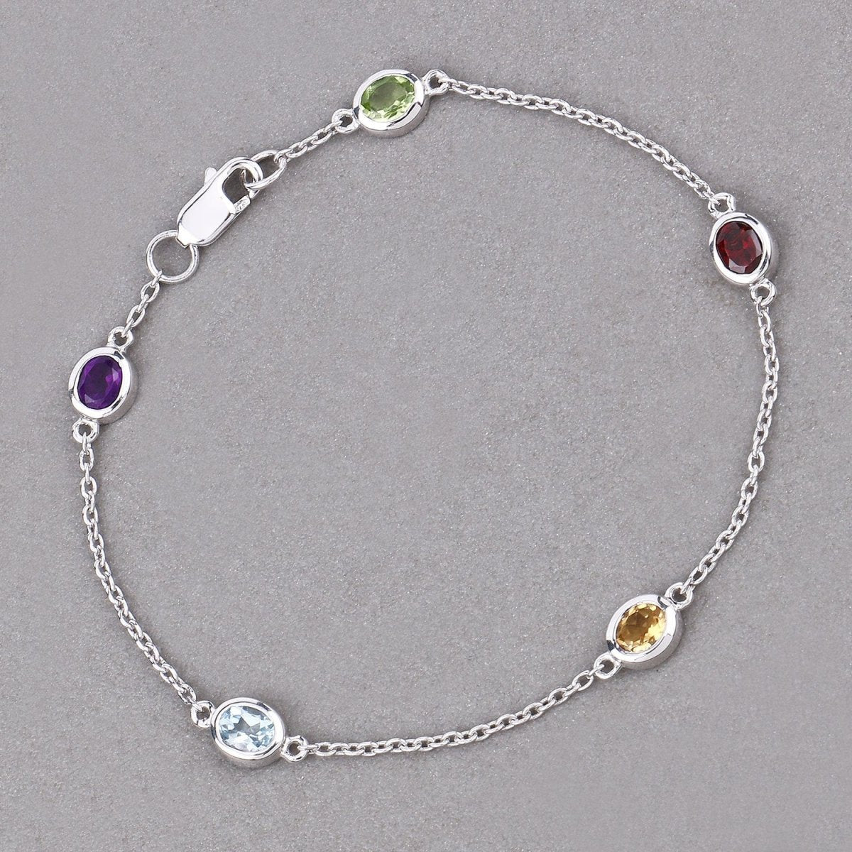 1.83 Carat Genuine Multi Stones .925 Sterling Silver Bracelet - Bracelets - Custom Crafting Alliance, LLC