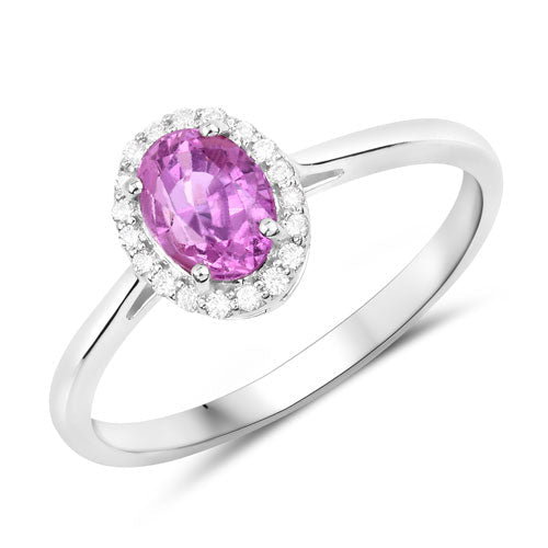 1.83 Carat Genuine Pink Sapphire and White Diamond 14K White Gold Ring - Rings - Custom Crafting Alliance, LLC