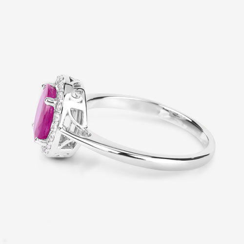 1.83 Carat Genuine Ruby and White Diamond 14K White Gold Ring - Rings - Custom Crafting Alliance, LLC