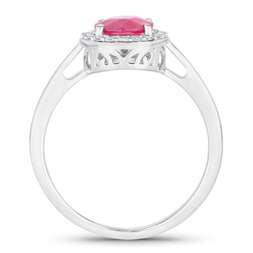 1.83 Carat Genuine Ruby and White Diamond 14K White Gold Ring - Rings - Custom Crafting Alliance, LLC