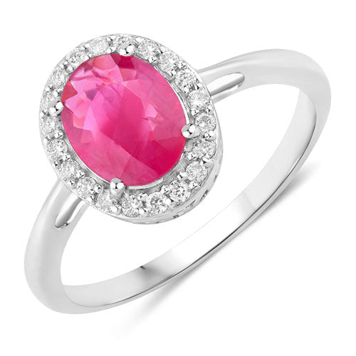 1.83 Carat Genuine Ruby and White Diamond 14K White Gold Ring - Rings - Custom Crafting Alliance, LLC