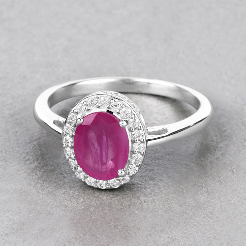 1.83 Carat Genuine Ruby and White Diamond 14K White Gold Ring - Rings - Custom Crafting Alliance, LLC
